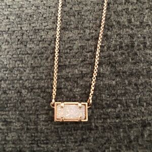 Kendra Scott Rose Gold Necklace with Iridescent Drusy Rectangular Pendant